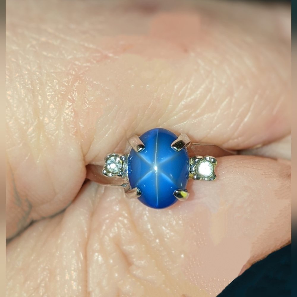 Blue Star Sapphire Sterling Silver ring